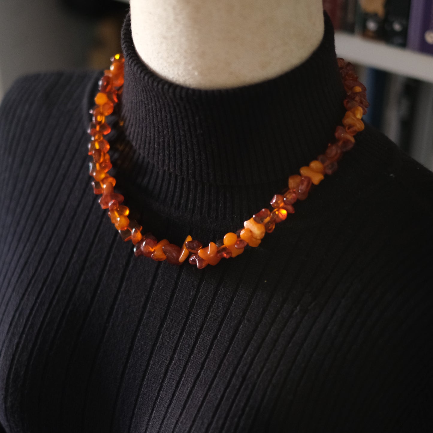 Fiery Baltic Amber Nugget Necklace – Butterscotch, Cognac & Honey Tones (34g, 18")