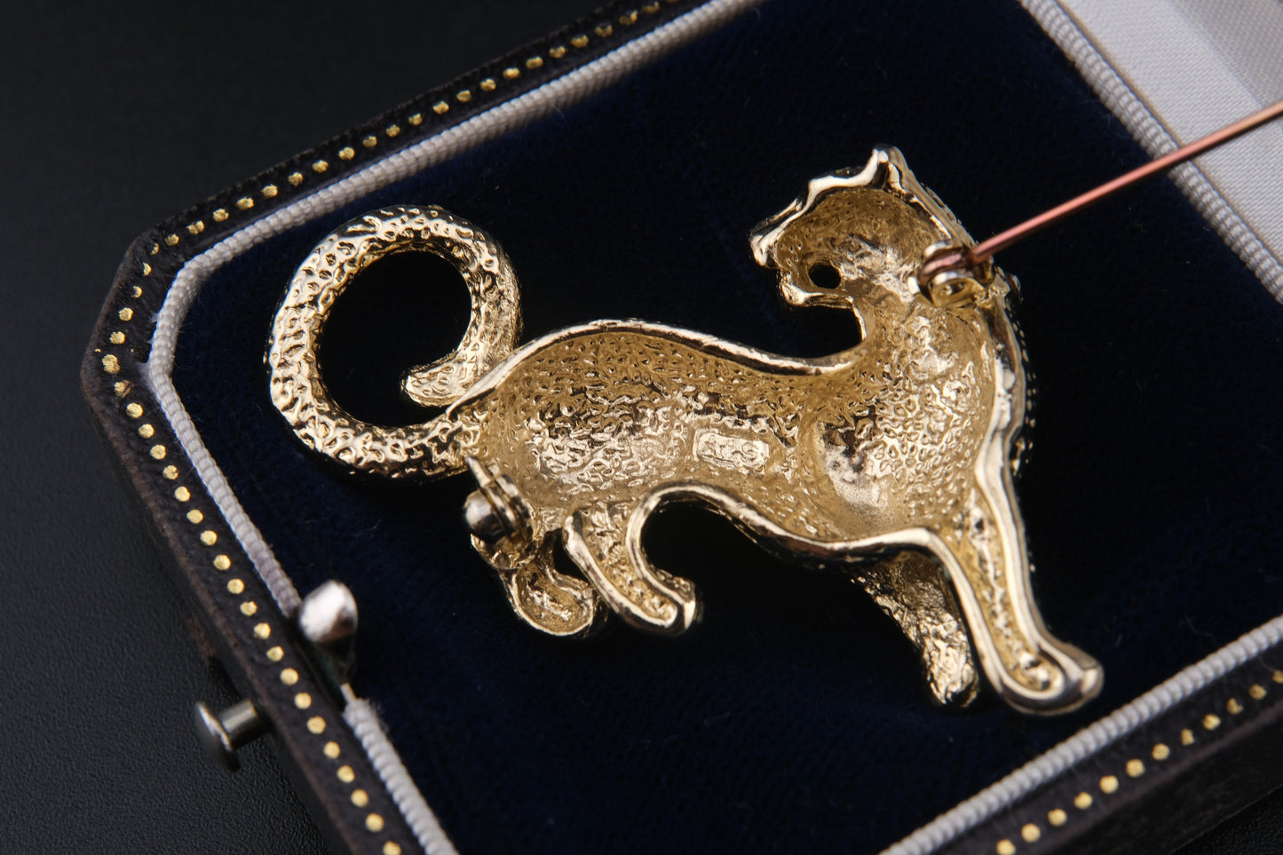 π Vintage Attwood and Sawyer Leopard Brooch β Enamel & Rhinestone Collar | Signed A&S