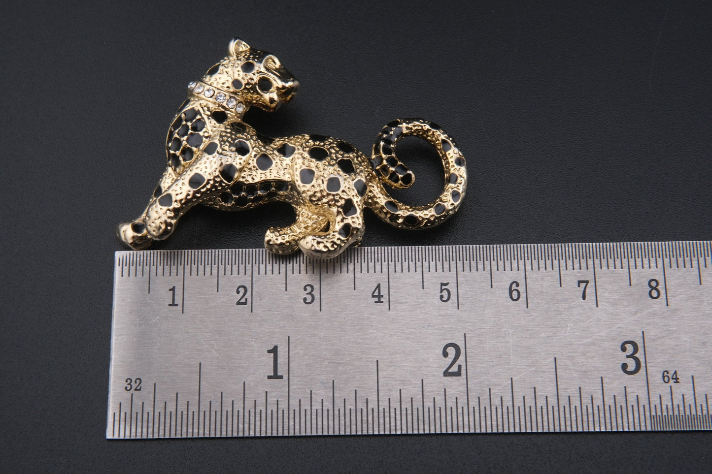 π Vintage Attwood and Sawyer Leopard Brooch β Enamel & Rhinestone Collar | Signed A&S