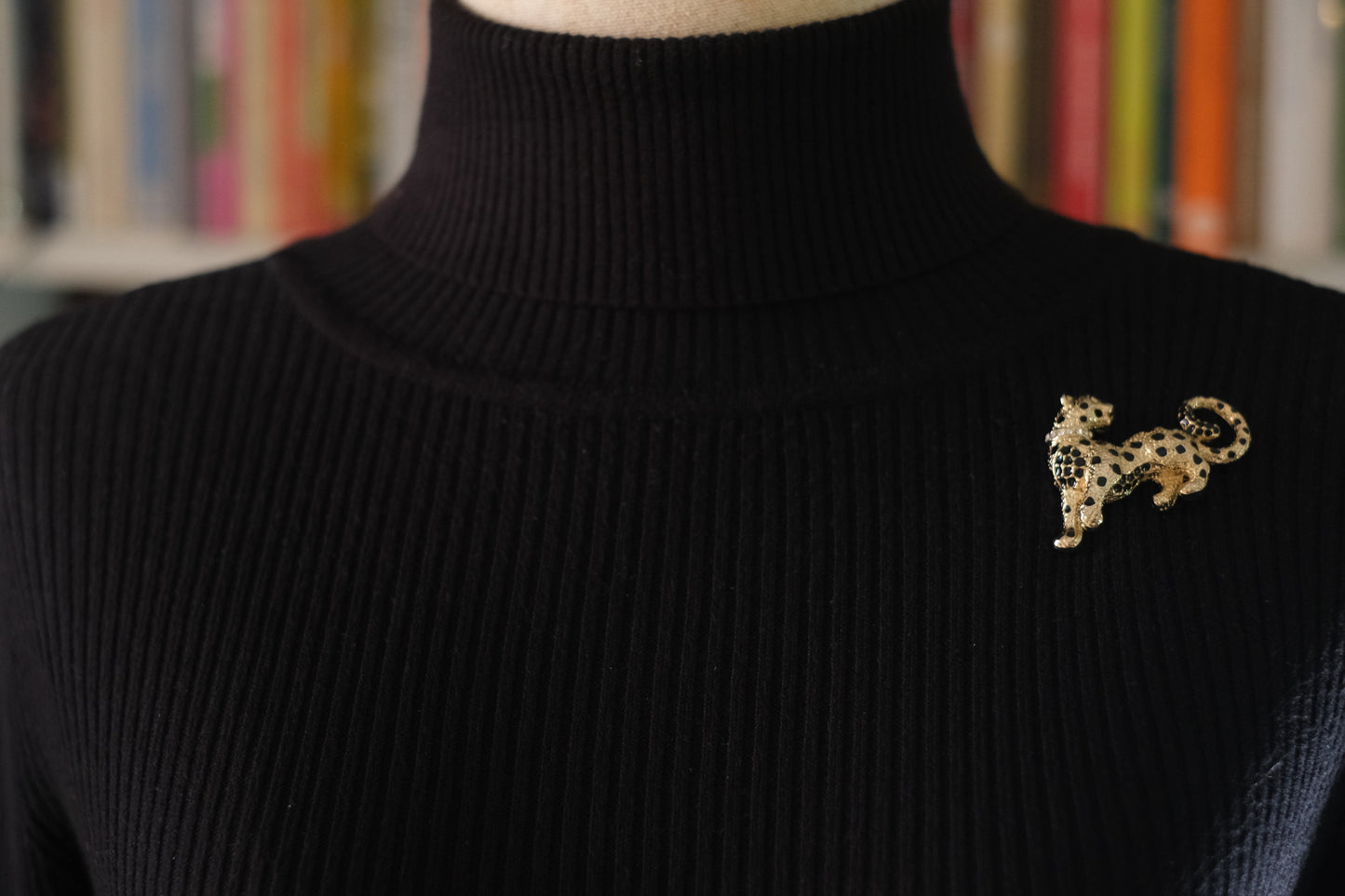 π Vintage Attwood and Sawyer Leopard Brooch β Enamel & Rhinestone Collar | Signed A&S