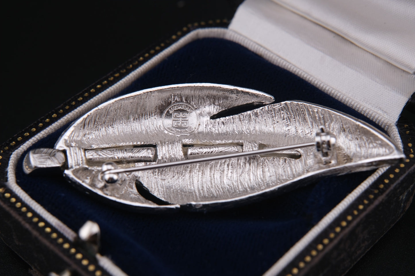 Givenchy Leaf Brooch – Silver-Tone with Brushed & Polished Finish