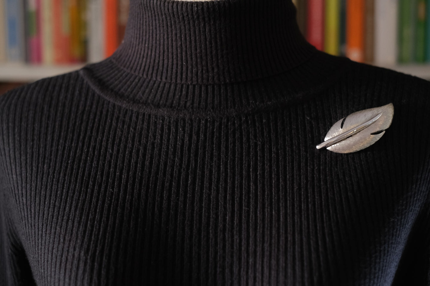 Givenchy Leaf Brooch – Silver-Tone with Brushed & Polished Finish