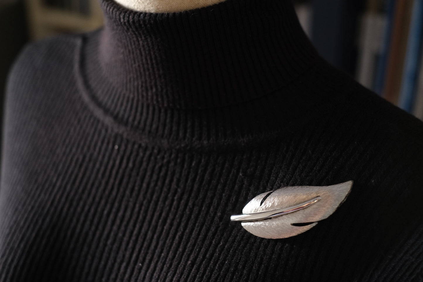 Givenchy Leaf Brooch – Silver-Tone with Brushed & Polished Finish