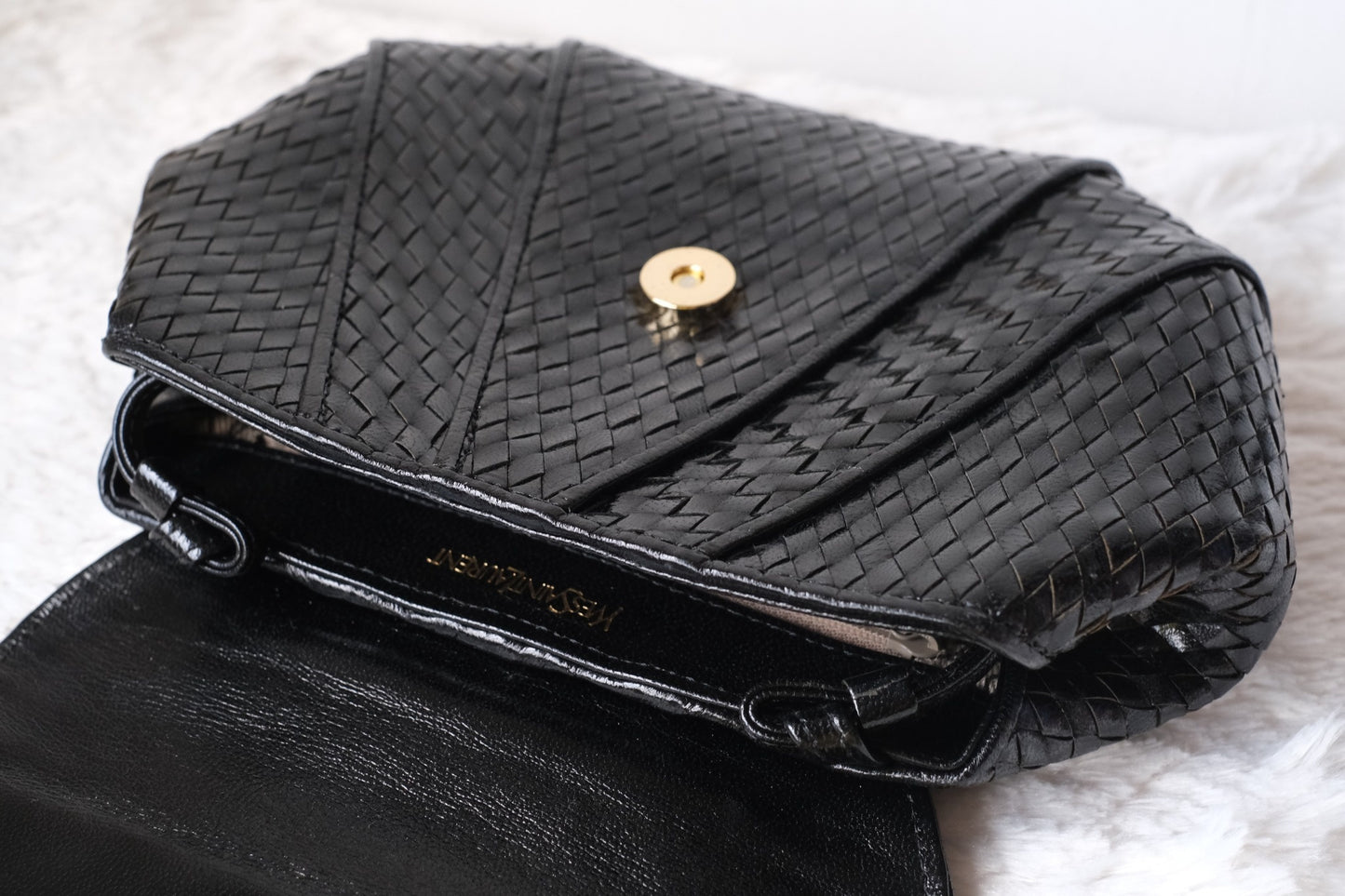 Vintage Yves Saint Laurent Woven Leather Crossbody Bag