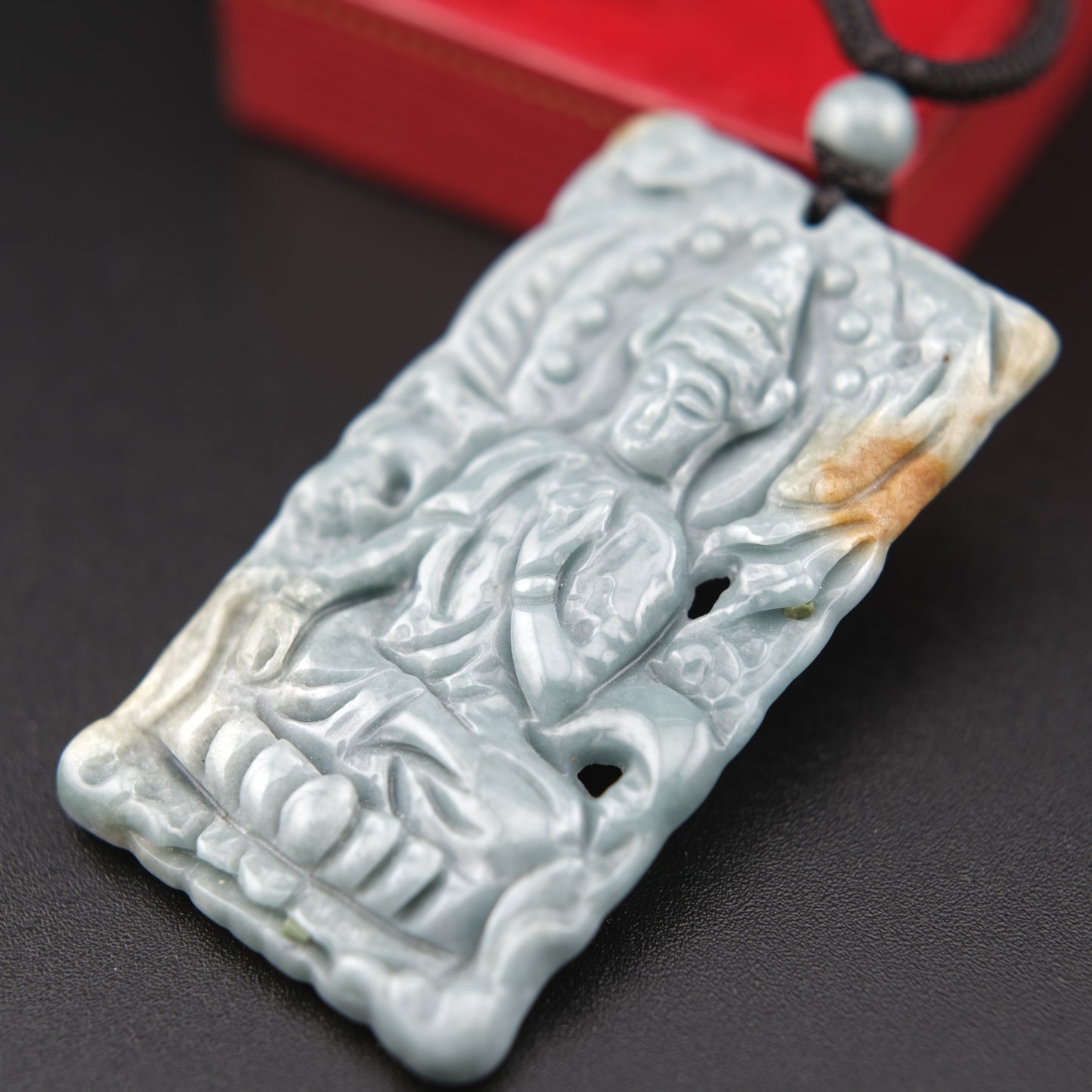 Vintage Hand-Carved Jade Buddha Pendant Necklace – Spiritual Thai-Style Design
