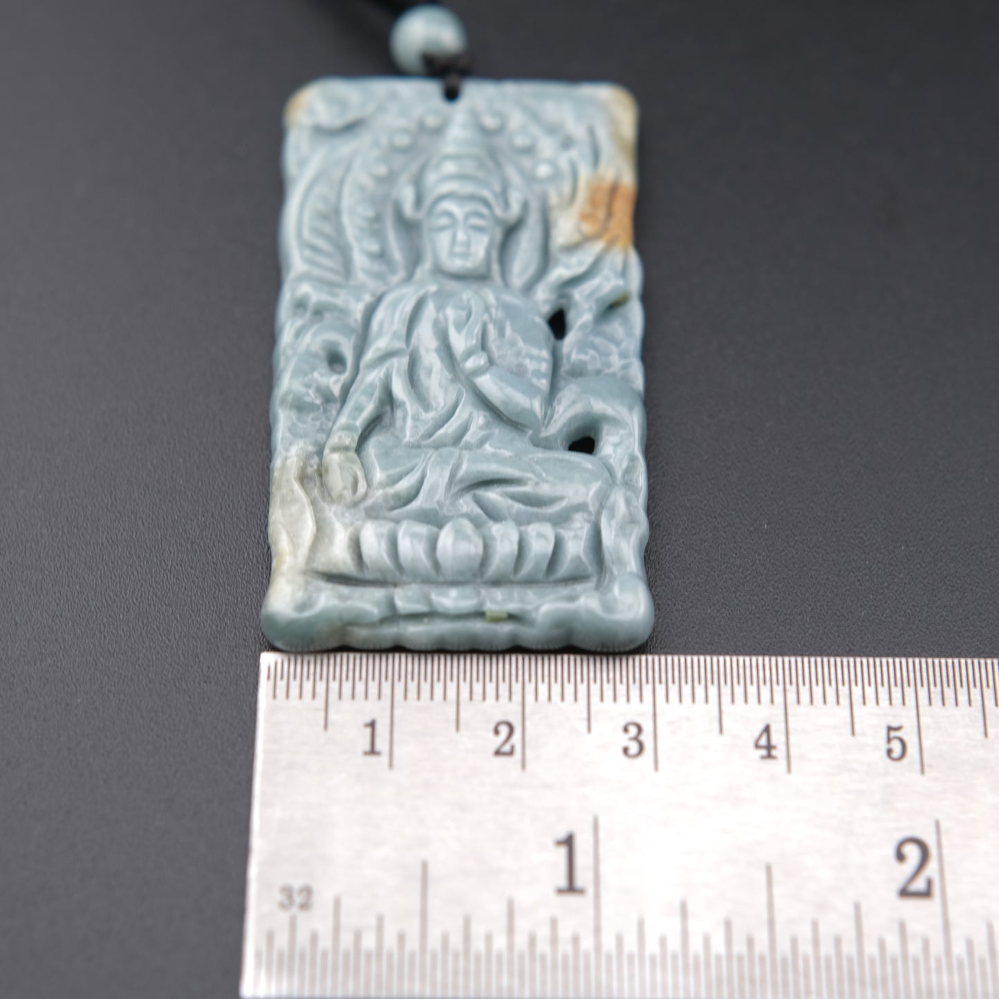 Vintage Hand-Carved Jade Buddha Pendant Necklace – Spiritual Thai-Style Design