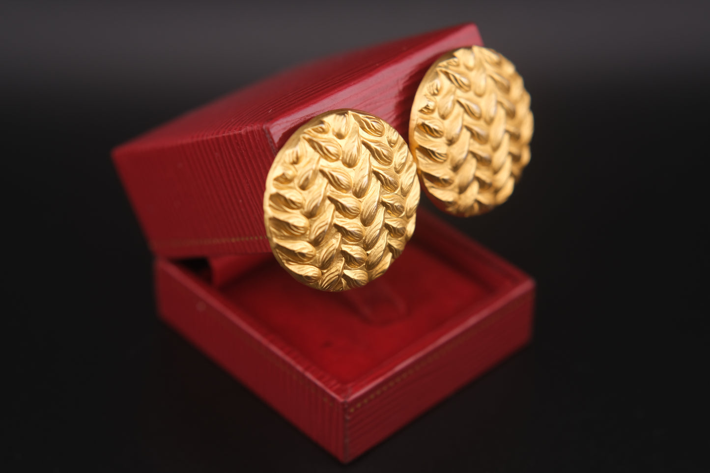 Vintage Kenzo Paris Clip-On Earrings – Textured Round Gold-Tone Statement Design