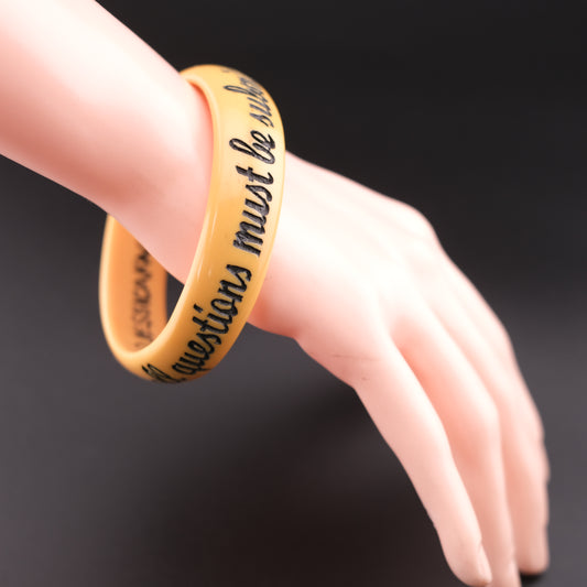 ❤️ Jessica Kagan Cushman Resin Quote Bangle – “I’m sorry, but all questions must be submitted in writing