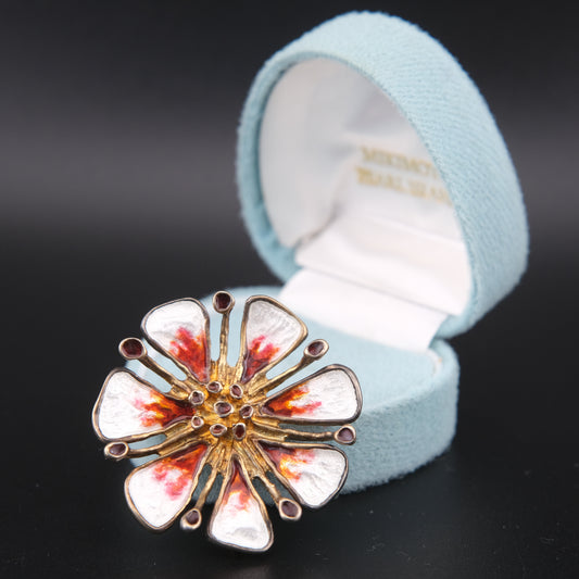 ❤️ Vintage David Andersen Sterling Silver Enamel Apple Blossom Brooch / Pendant Design by Karl Jørgen Otteren | 1960s