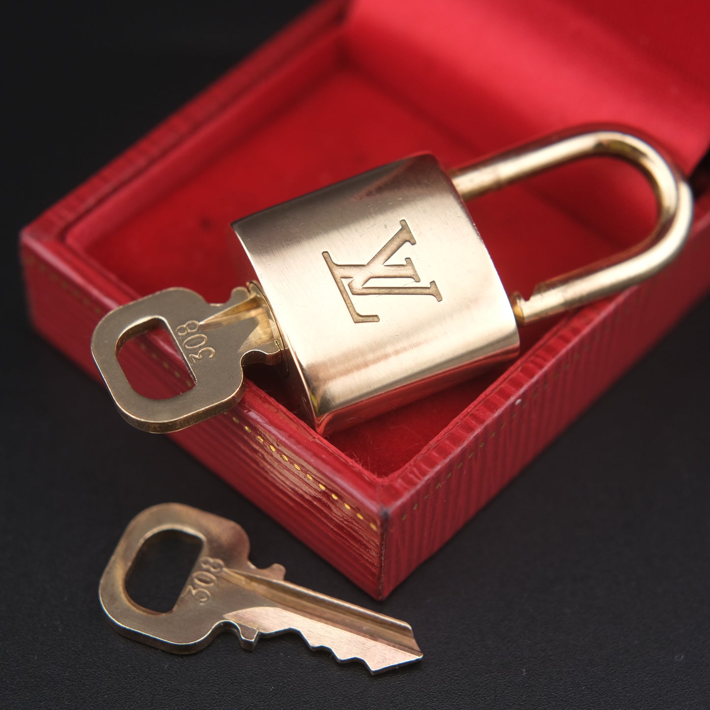 Vintage Louis Vuitton Brass Padlock with 2 Keys No. 308 – Made in France