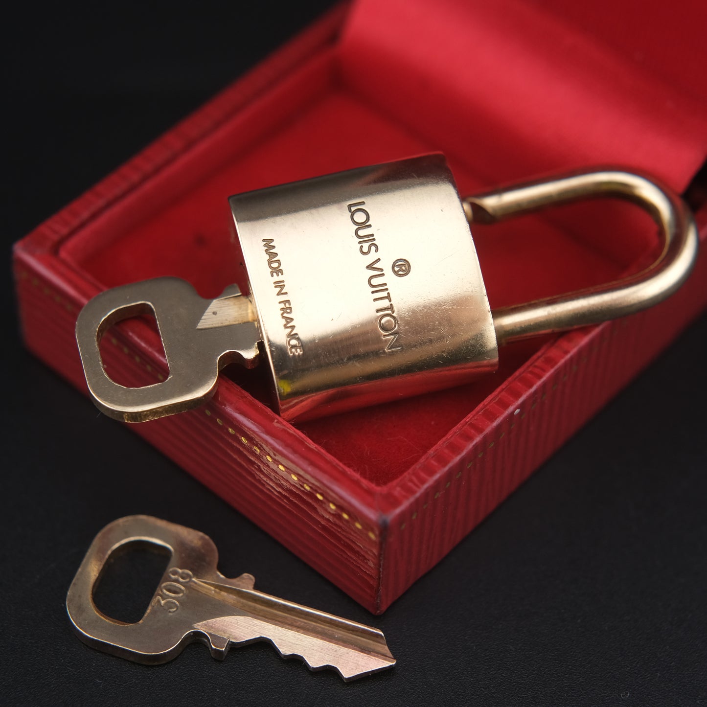 Vintage Louis Vuitton Brass Padlock with 2 Keys No. 308 – Made in France