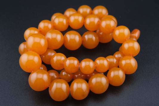❤️ Vintage Pressed Amber Graduated Bead Necklace Honey Orange 25"