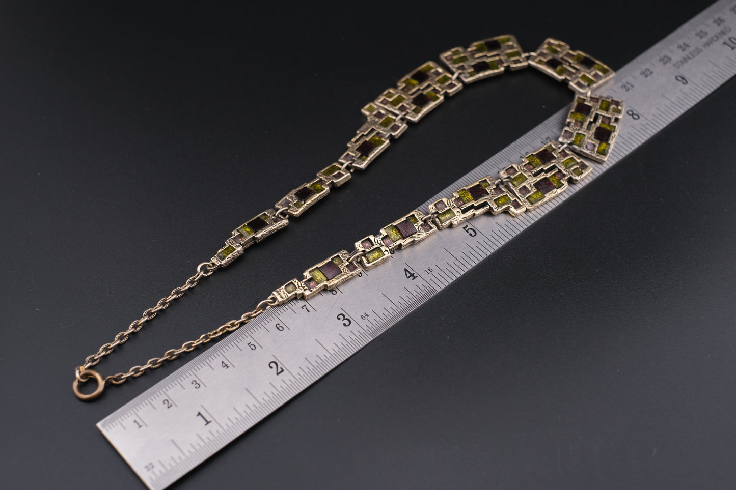 Modernist Vintage Miracle Glass Mosaic Necklace – Made in Britain, 1960s
