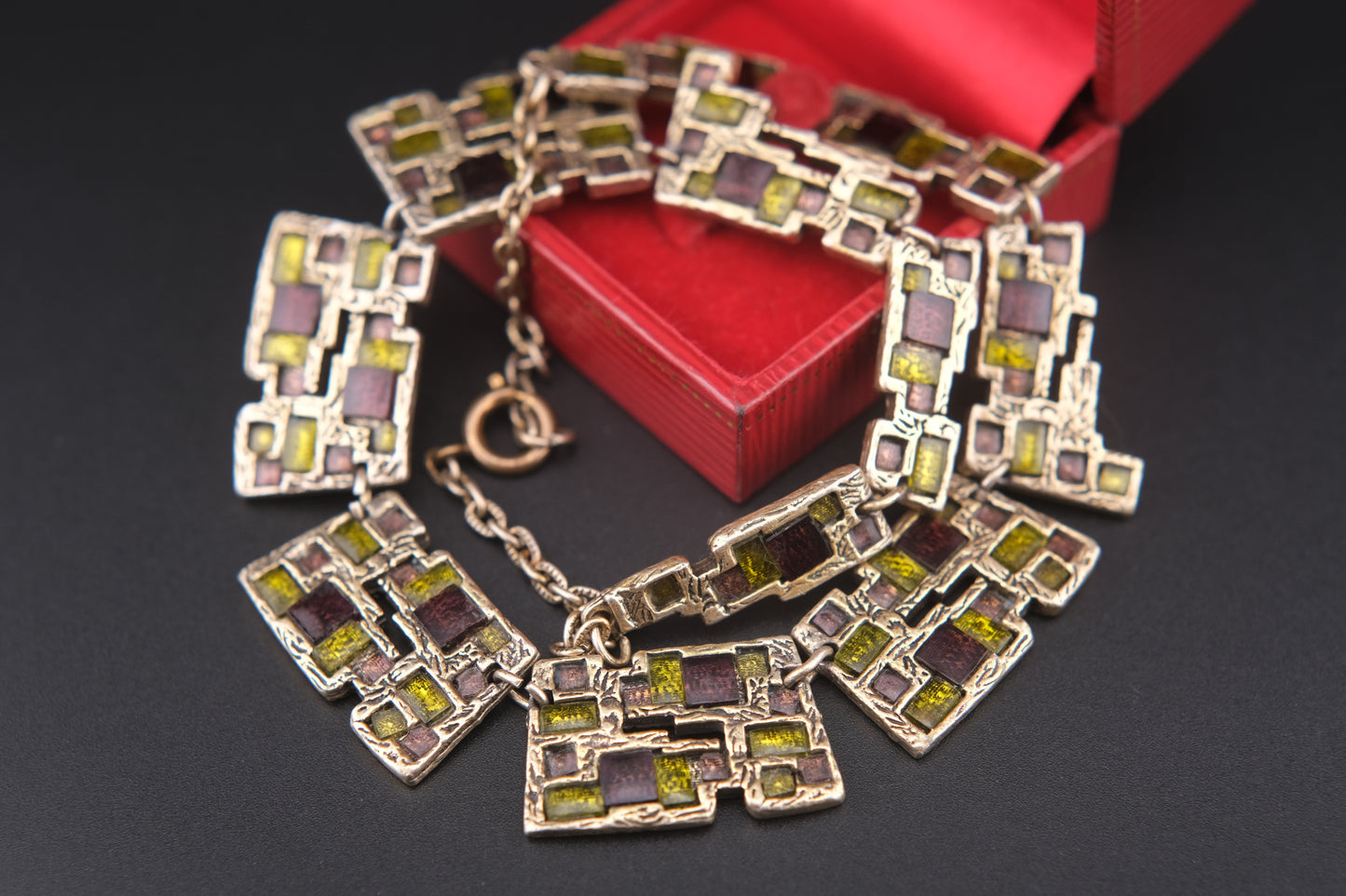 Modernist Vintage Miracle Glass Mosaic Necklace – Made in Britain, 1960s