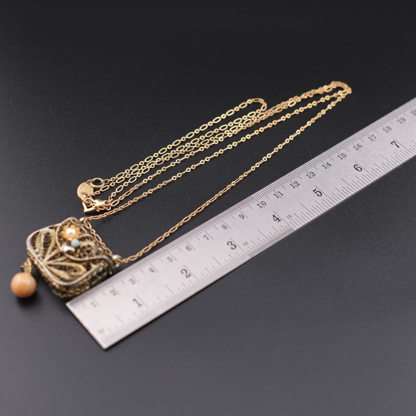 Vintage Junco Paris Filigree Purse Pendant Necklace