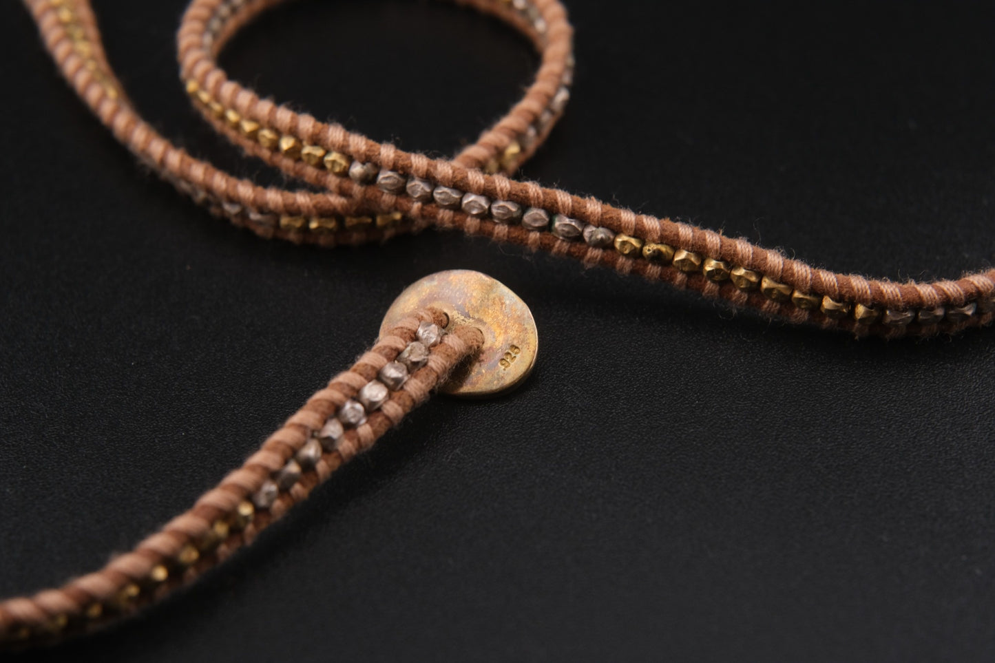 Chan Luu Wrap Bracelet – Tan Leather with Gold & Silver-Tone Beads