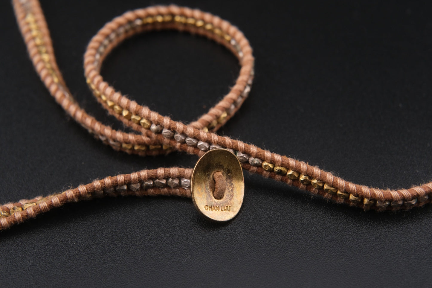 Chan Luu Wrap Bracelet – Tan Leather with Gold & Silver-Tone Beads