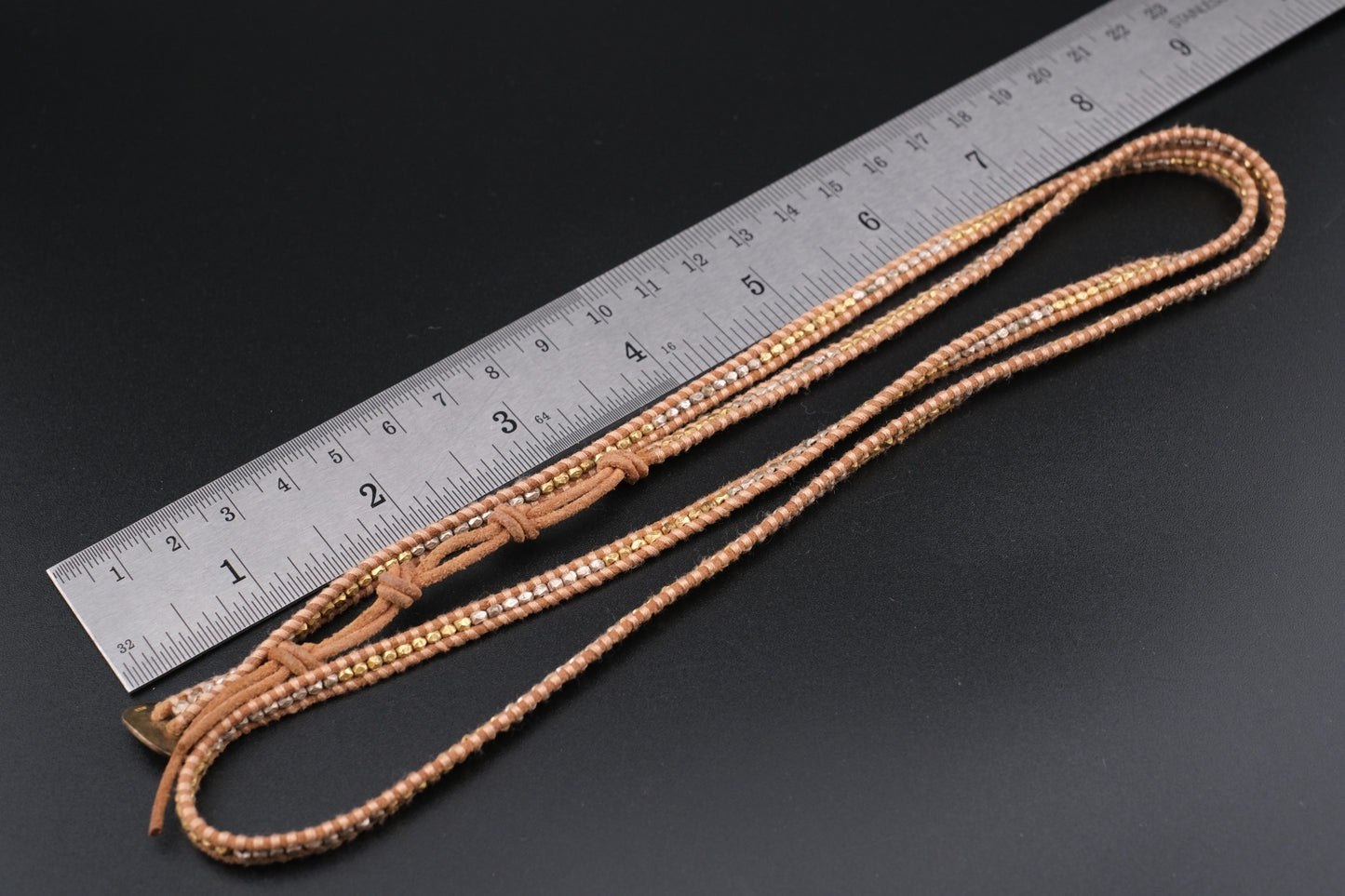 Chan Luu Wrap Bracelet – Tan Leather with Gold & Silver-Tone Beads