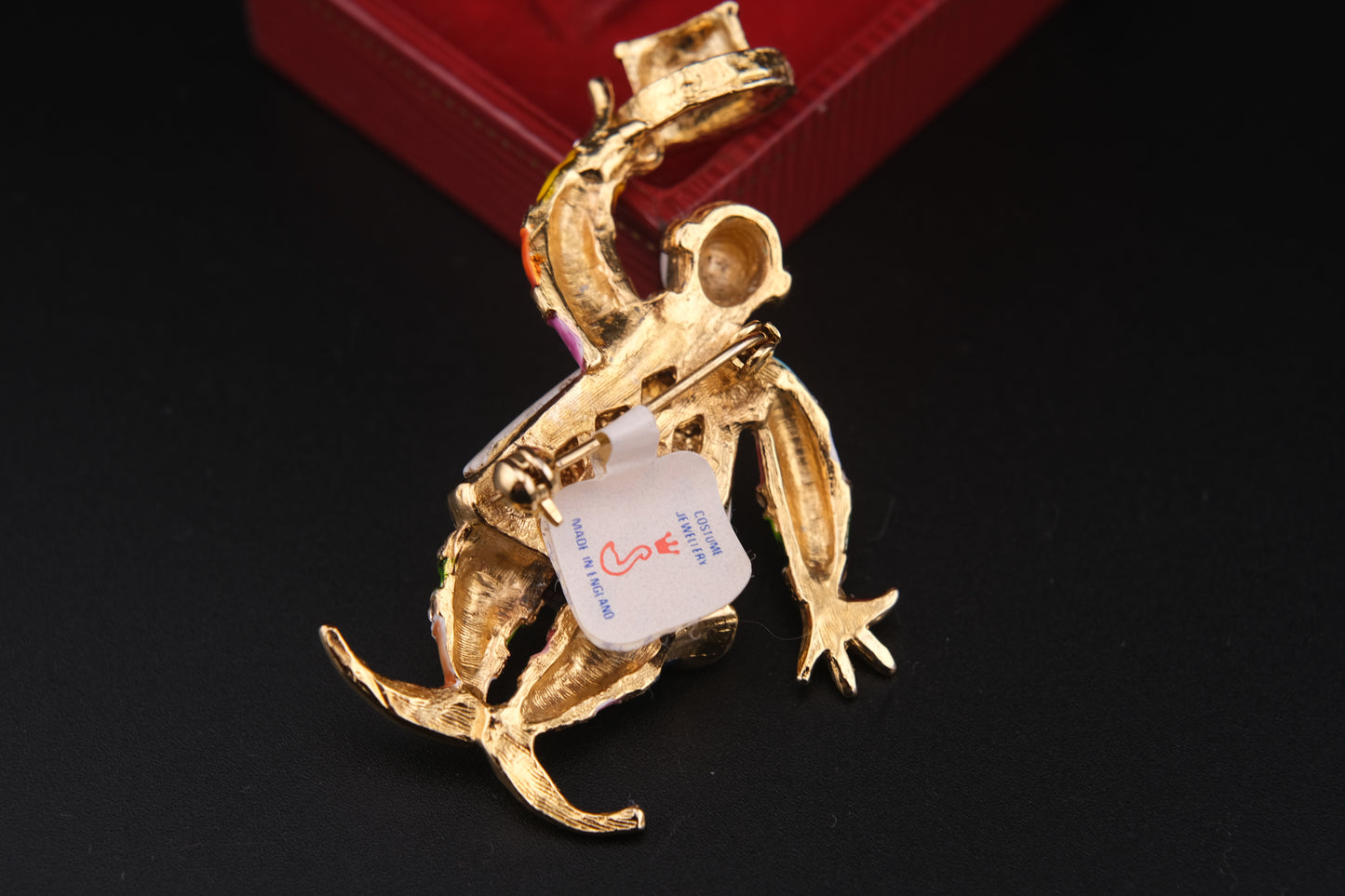 Vintage Clown Brooch – Attributed to Hattie Carnegie – Enamel & Rhinestone – Made in England