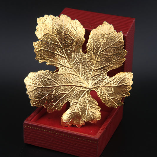 KENZO Vintage Gold-Tone Textured Maple Leaf Brooch – Paris Signed Statement Pin