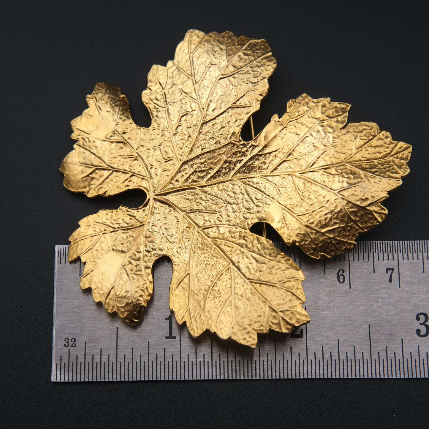 KENZO Vintage Gold-Tone Textured Maple Leaf Brooch – Paris Signed Statement Pin