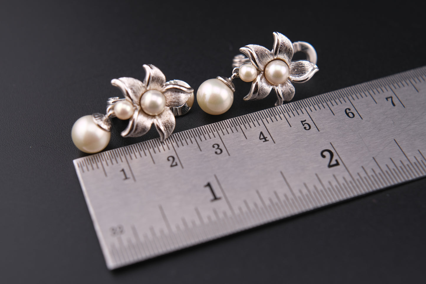 Vintage Majorica Silver Floral Clip-On Earrings with Simulated Pearls | Signed 925 | Made in Spain