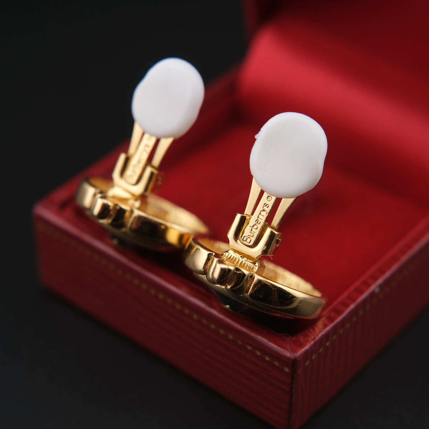 BURBERRYS Vintage Enamel with Gold Plated Clip on Earrings