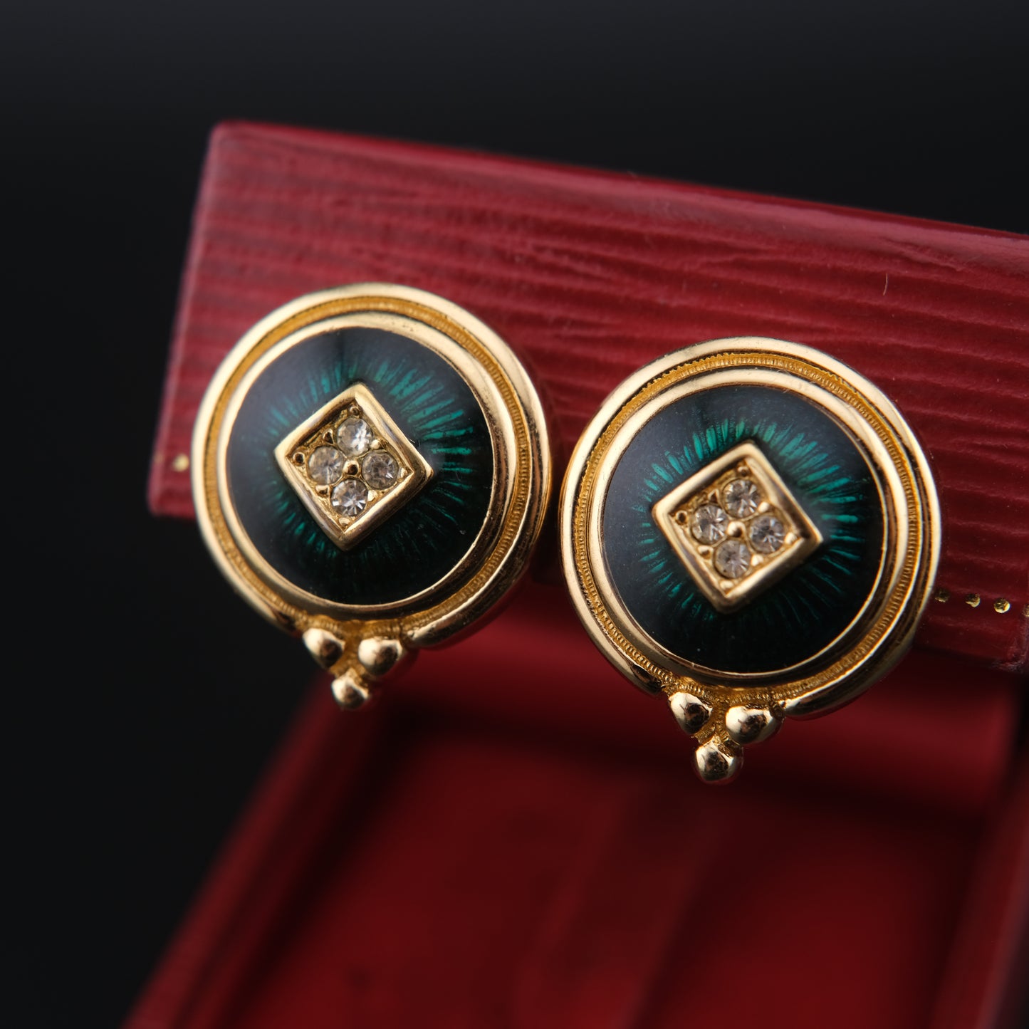 BURBERRYS Vintage Enamel with Gold Plated Clip on Earrings