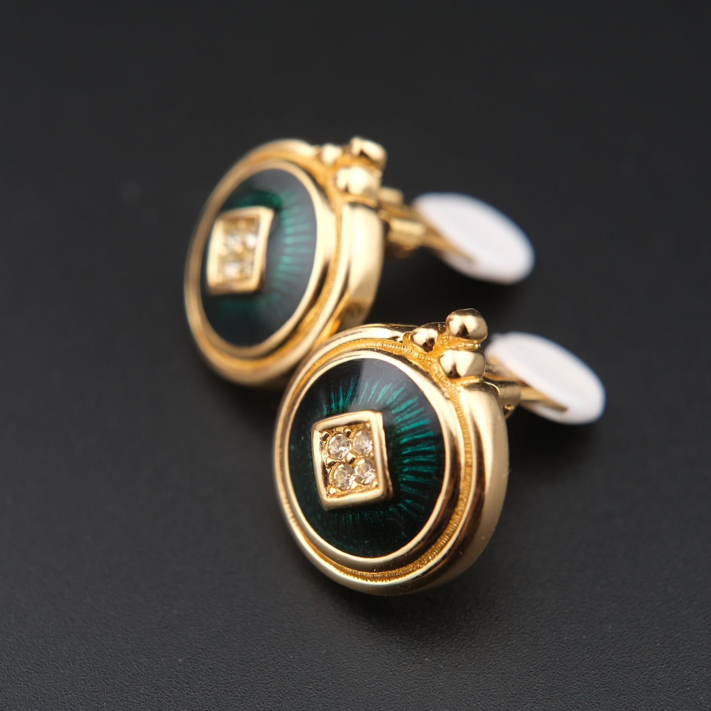BURBERRYS Vintage Enamel with Gold Plated Clip on Earrings