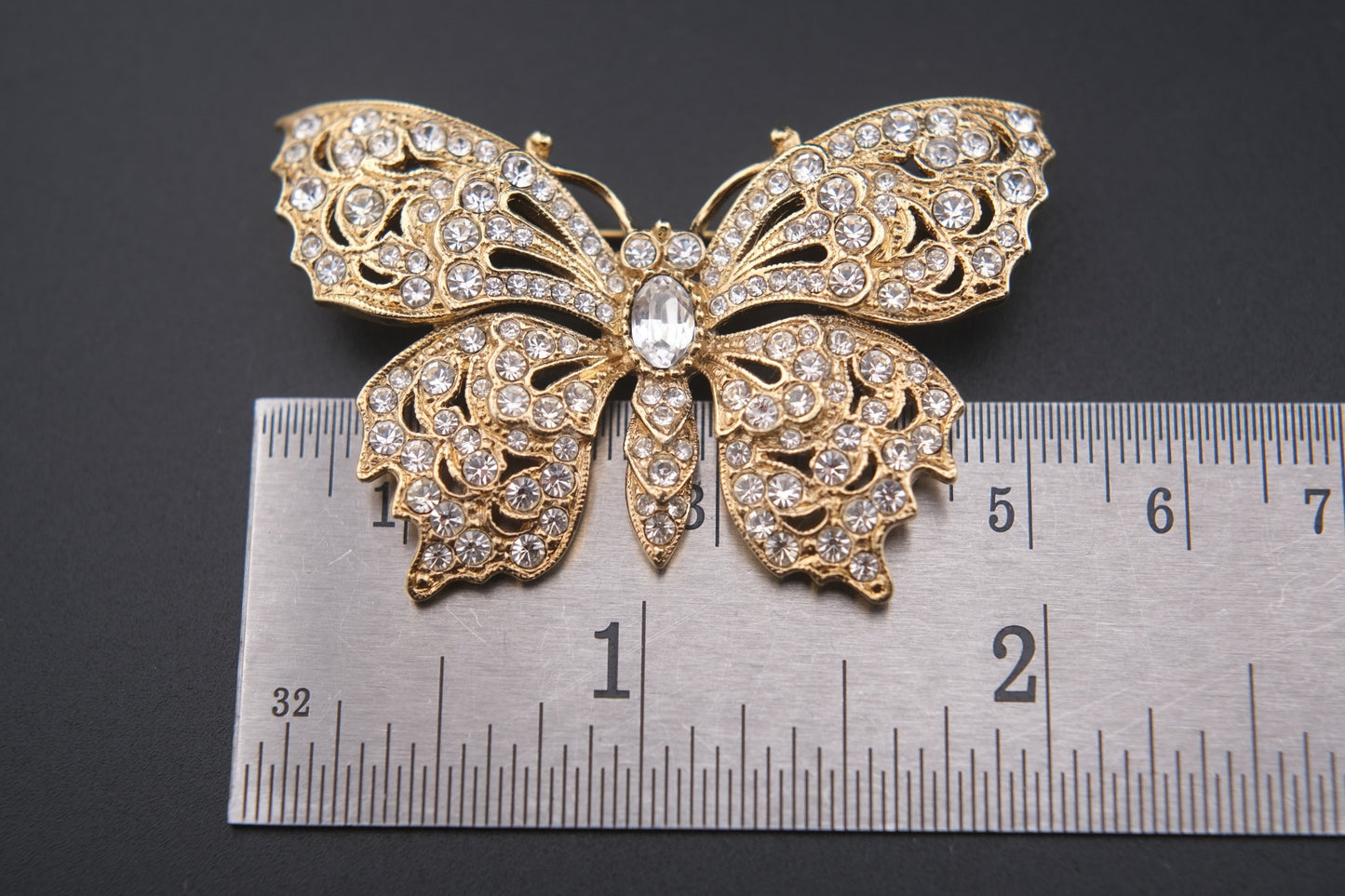 Attwood & Sawyer Vintage Rhinestone Butterfly Brooch – Signed A&S Rhinestone Jewelry with Sapphire Blue Crystal