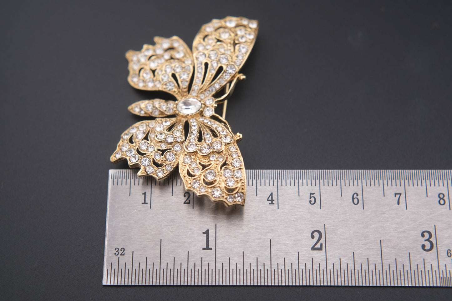 Attwood & Sawyer Vintage Rhinestone Butterfly Brooch – Signed A&S Rhinestone Jewelry with Sapphire Blue Crystal