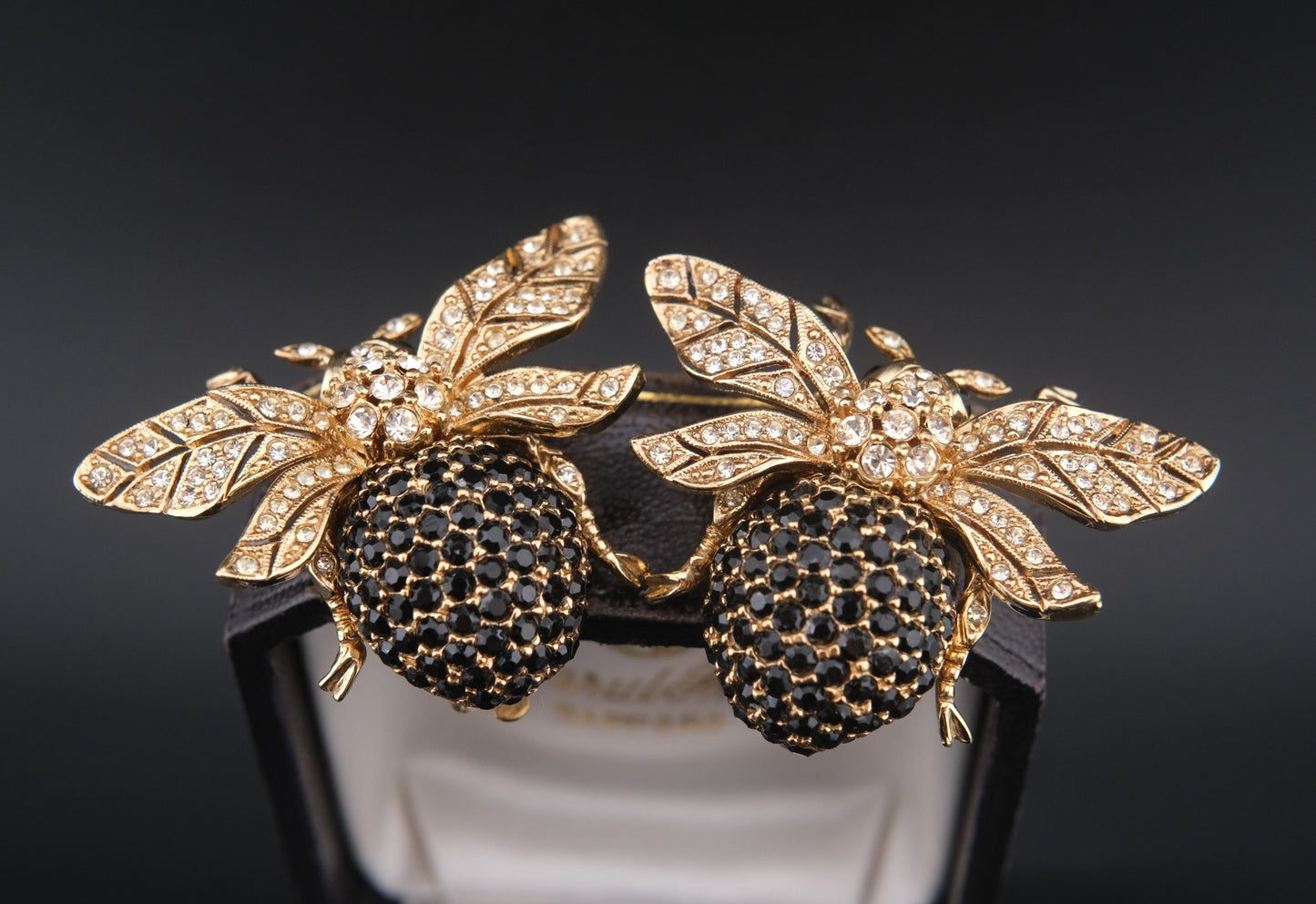Ciner New York Gold Plated 100th Anniversary Bee Clip-on Earrings
