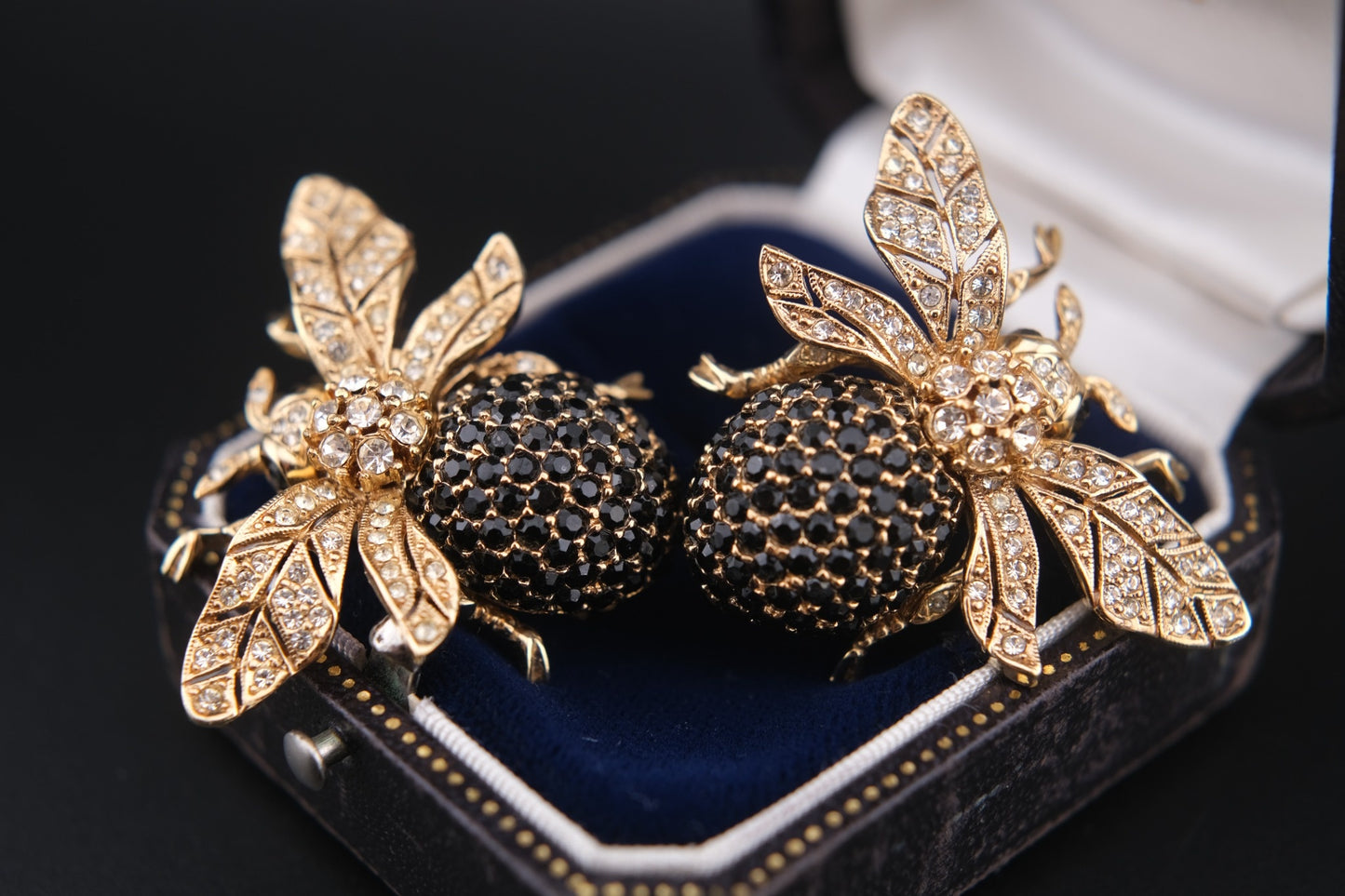 Ciner New York Gold Plated 100th Anniversary Bee Clip-on Earrings