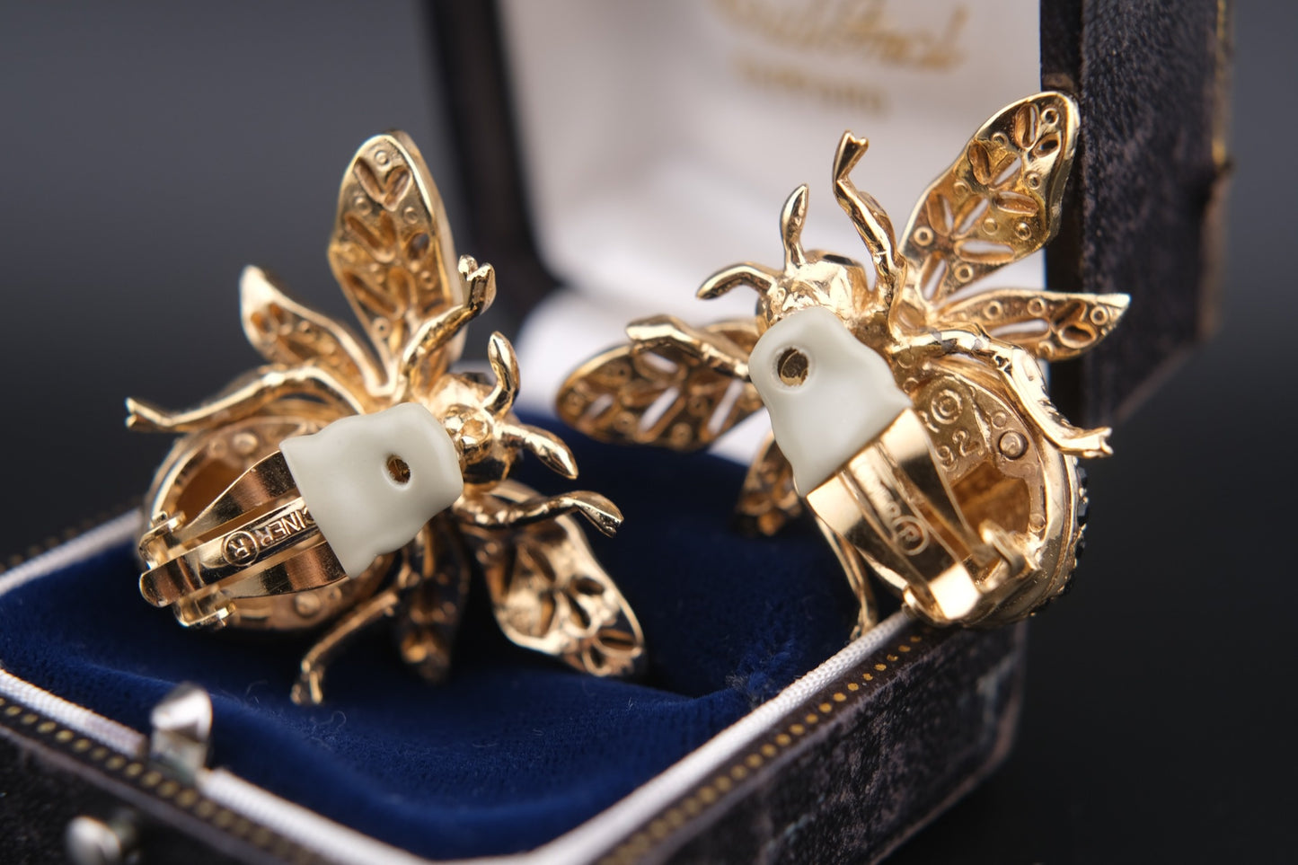 Ciner New York Gold Plated 100th Anniversary Bee Clip-on Earrings