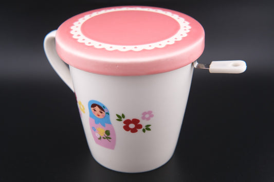 ❤️ Chocoholic Tea Mug with Lid & Infuser – Matryoshka Doll Design
