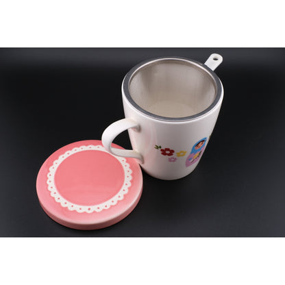 ❤️ Chocoholic Tea Mug with Lid & Infuser – Matryoshka Doll Design