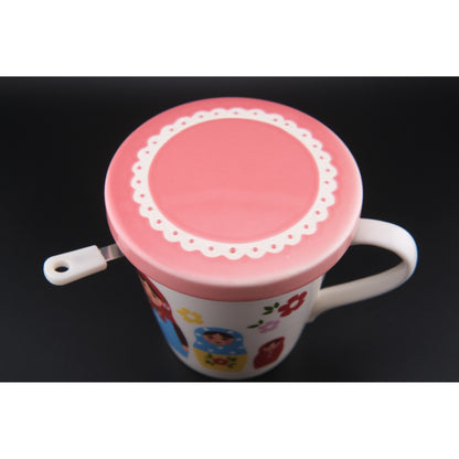 ❤️ Chocoholic Tea Mug with Lid & Infuser – Matryoshka Doll Design
