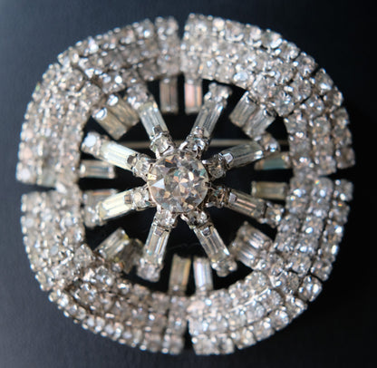 Vintage Kramer Fanburst Brooch | 1950s Signed Rhinestone Statement Pin