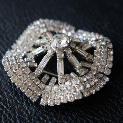 Vintage Kramer Fanburst Brooch | 1950s Signed Rhinestone Statement Pin