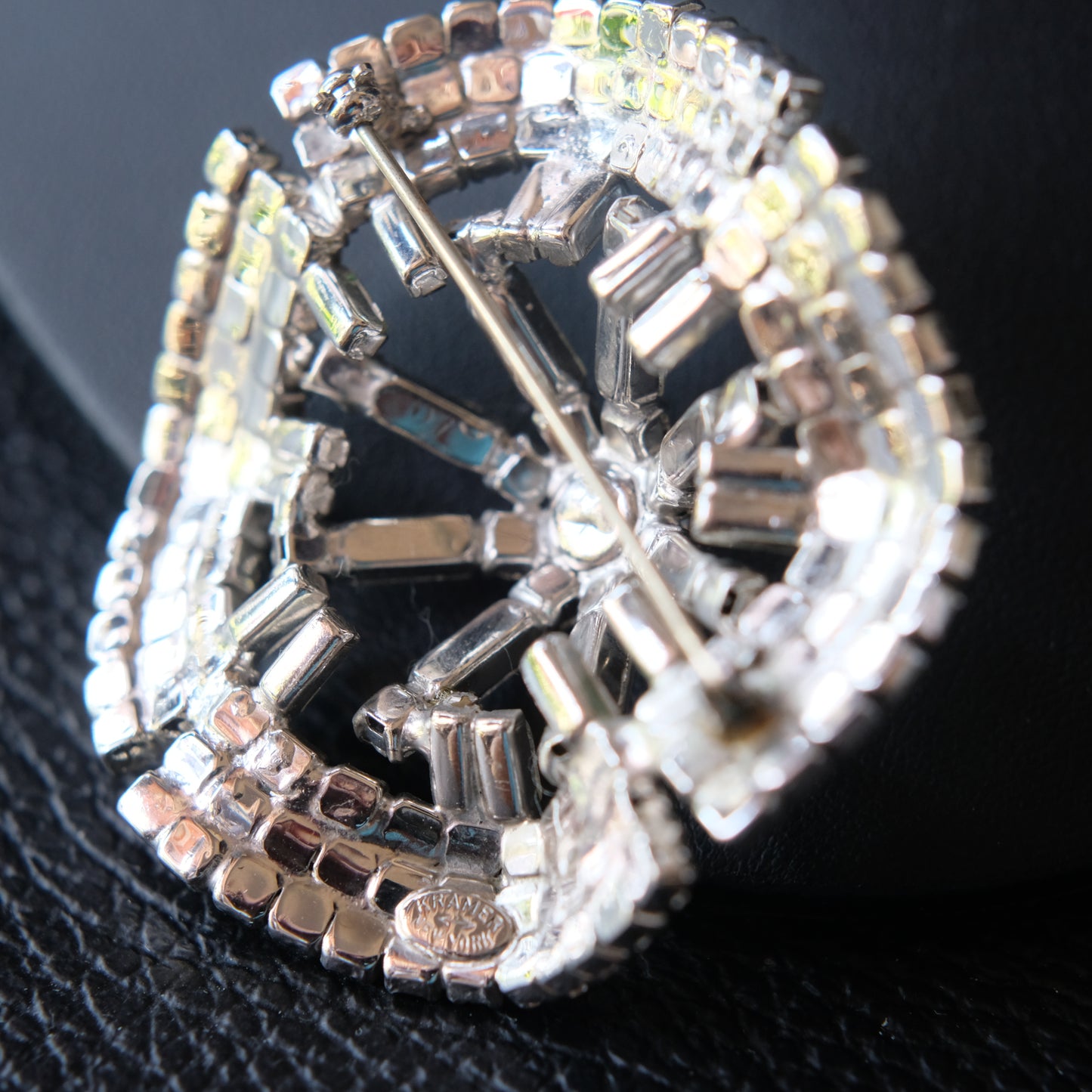 Vintage Kramer Fanburst Brooch | 1950s Signed Rhinestone Statement Pin