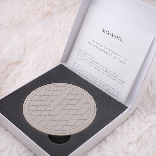 ❤️ Mikimoto Leather Coaster Set (Box of 5) – New in Box