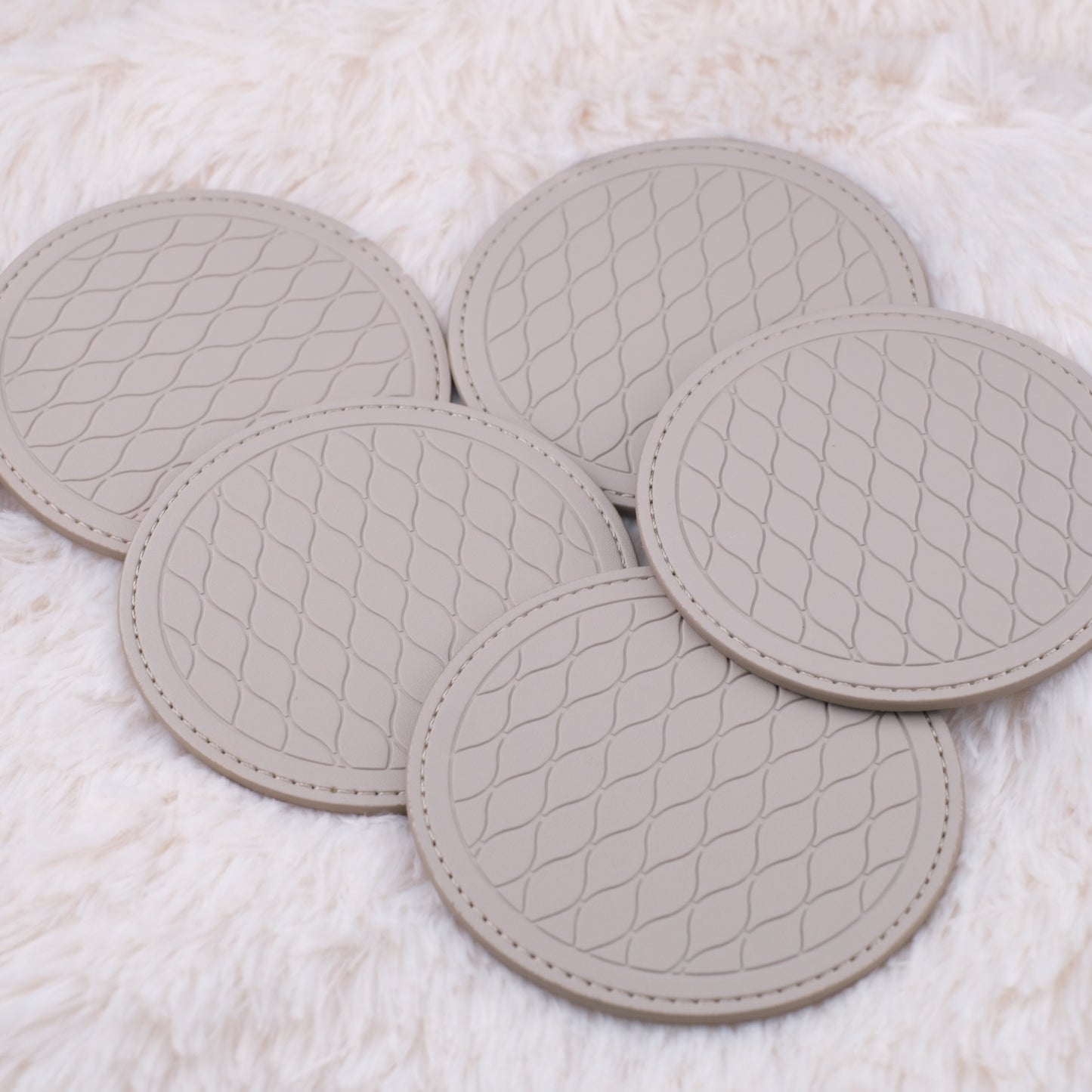❤️ Mikimoto Leather Coaster Set (Box of 5) – New in Box