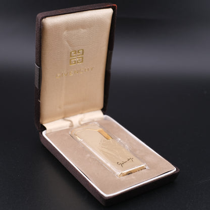 Vintage Givenchy 7000 Butane Lighter – Beige Enamel & Gold-Tone Trim with Signature Case
