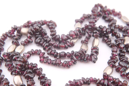Vintage Mounir London Hallmarked Sterling Silver Garnet Multi-Strand Necklace (1999)