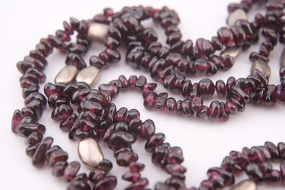 Vintage Mounir London Hallmarked Sterling Silver Garnet Multi-Strand Necklace (1999)