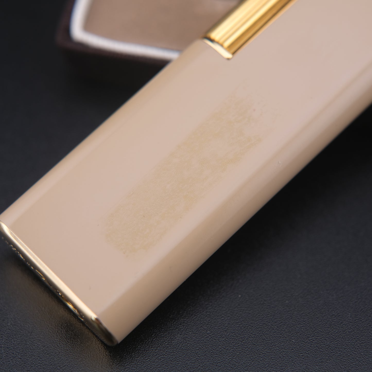 Vintage Givenchy 7000 Butane Lighter – Beige Enamel & Gold-Tone Trim with Signature Case