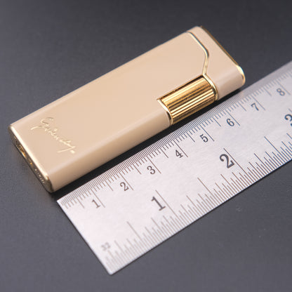 Vintage Givenchy 7000 Butane Lighter – Beige Enamel & Gold-Tone Trim with Signature Case