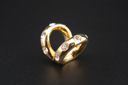 Vintage Malka Paris Gold-Tone Crystal Scarf Ring – French Design Statement Accessory
