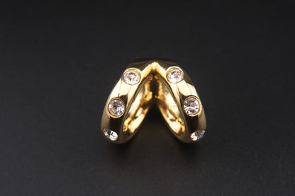 Vintage Malka Paris Gold-Tone Crystal Scarf Ring – French Design Statement Accessory