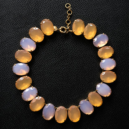 Vintage J.Crew Faceted Opalescent Glass Statement Collar Necklace – Chunky Gold-Tone Choker